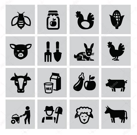 Iconos Vectoriales De La Granja — Vector De Stock © Bioraven 33515505