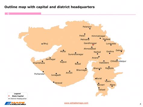 Gujarat Map with 33 Districts - Editable PowerPoint Maps