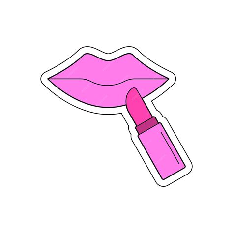 Premium Vector | Vector lips and lipstick sticker on a white background