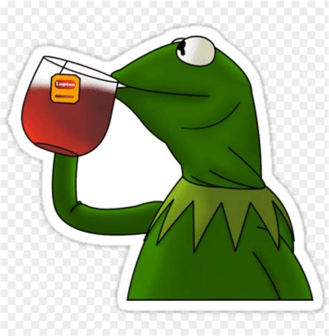 Kermit Sipping Tea Sticker Png Download Kermit Meme Png 43 Off