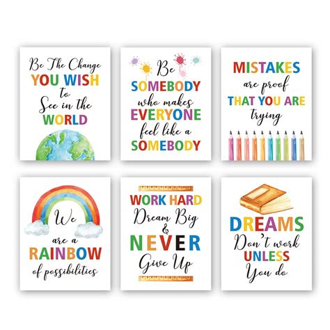 Buy HPNIUB Colorful Words Art Prints, Set of 6 (8”X10”), Inspirational Quotes Motivational ...