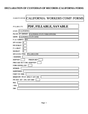 Declaration Of Custodian Of Records Fill Online Printable Fillable