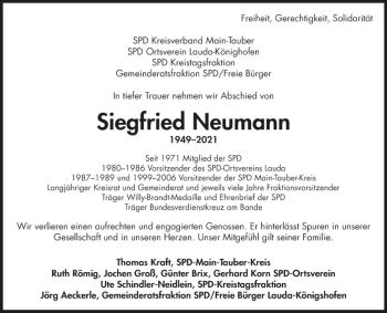 Traueranzeigen Von Siegfried Neumann Trauerportal Ihrer Tageszeitung