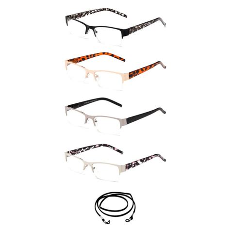 4 Pairs Newbee Fashion Stylish Womens Fashion Reading Glasses Half Frame High Quality Metal