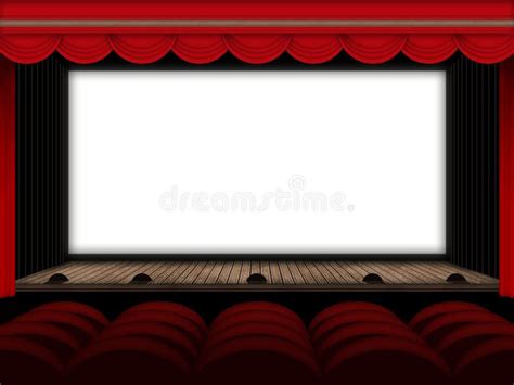 Cinema Screen With Red Curtains And Seats Stock Photo Image Of