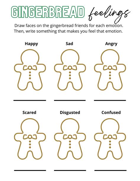 Gingerbread Feelings Therapy Worksheet Etsy