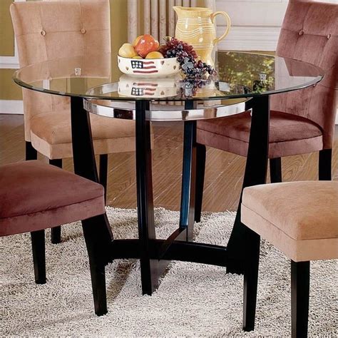 Steve Silver Company Matinee 48 Inch Round Glass Dining Table In Dark Cherry Finish Mt200x