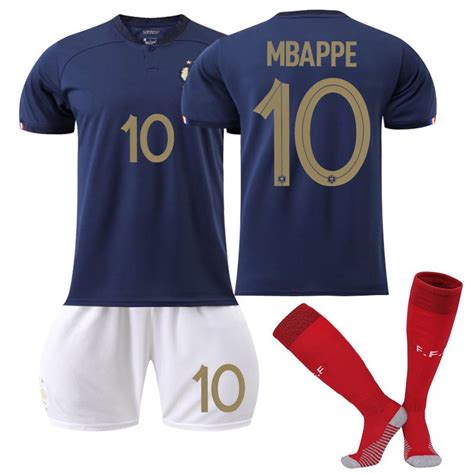 Adult Kylian Mbappé Home Soccer Kits 22 23 France National Football Team Fan Apparel For Male