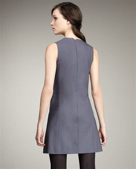 Lyst Theory Sleeveless Pleated Dress In Gray