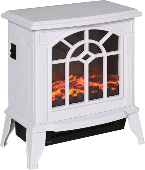 HOMCOM 16" 1500W Freestanding Indoor Electric Fireplace Heater - White ...