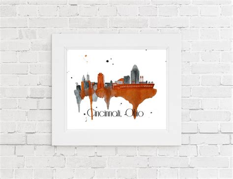 Cincinnati Skyline Art Cincinnati Print Cincinnati Art Cincinnati ...