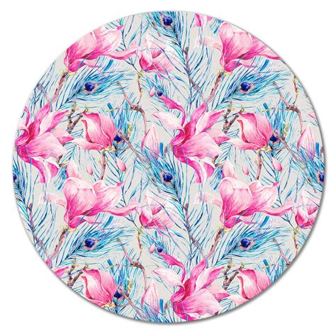 Bungalow Rose Pattern With Magnolia And Peacock Feathers Ii Wayfair