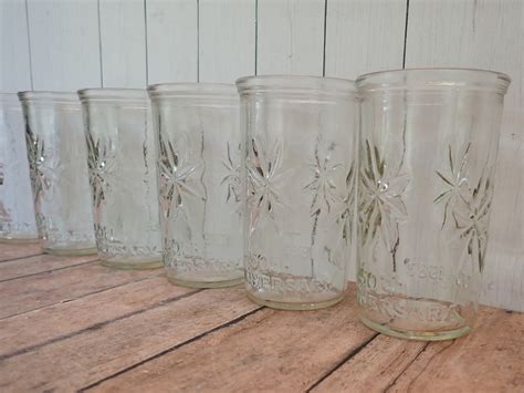 Vintage Ball Jelly Jar Juice Glasses Tumblers Set Of 6 Star Starburst Design 150th Anniversary