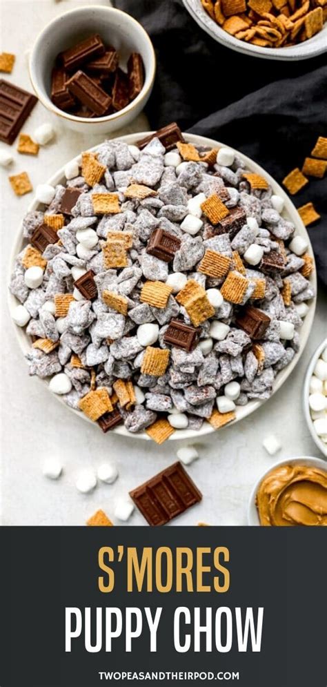 S Mores Puppy Chow In A Bowl With Marshmallows And Chocolate