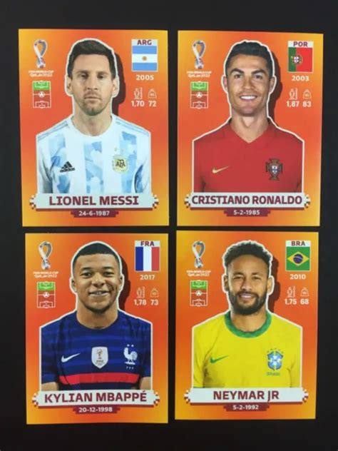 PANINI WORLD CUP Qatar 2022 Stickers Cristiano Ronaldo Messi Neymar