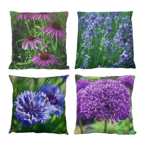 Outdoor Cushion Purple Flowers, 4 Asst. Styles - Large - Esschert ...