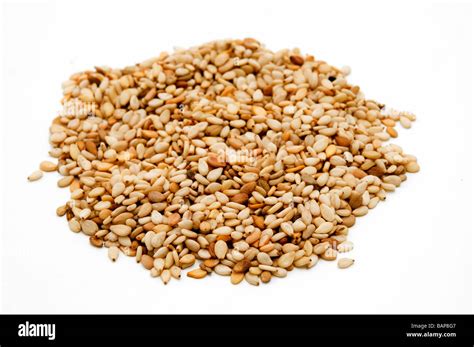 Sesame Seeds On A White Background Stock Photo Alamy