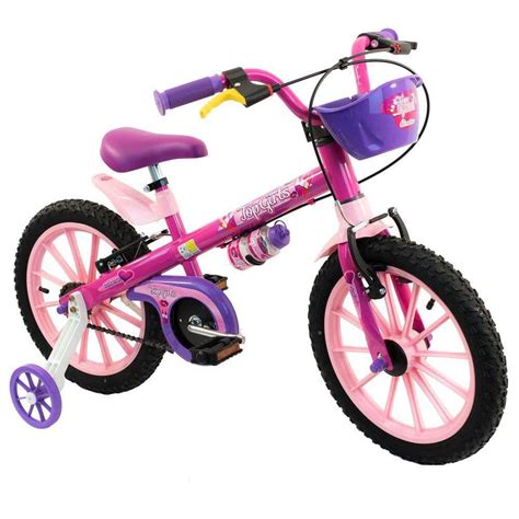 Bicicleta Infantil Aro 16 Top Girls Rosa Nathor No Shoptime