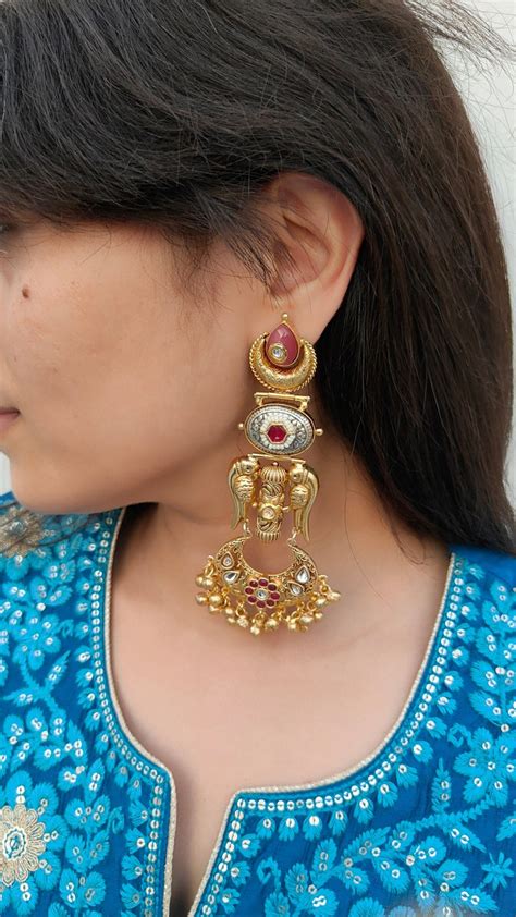 Silver Lookalike Jhumkas Gold Indian Earrings Dual Toned Jhumkas Big