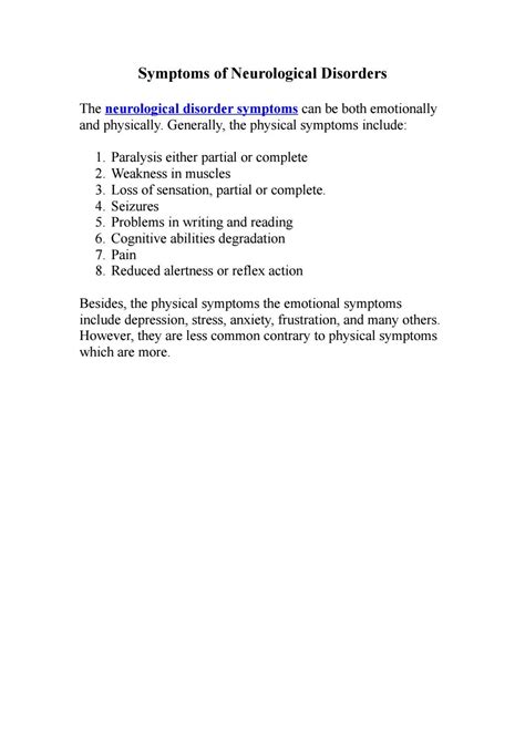 Symptoms of Neurological Disorders by jaipurneurovikrambohra - Issuu