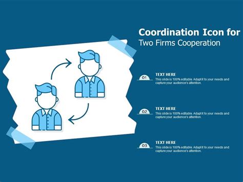 Coordination Icon For Two Firms Cooperation Powerpoint Slide Images