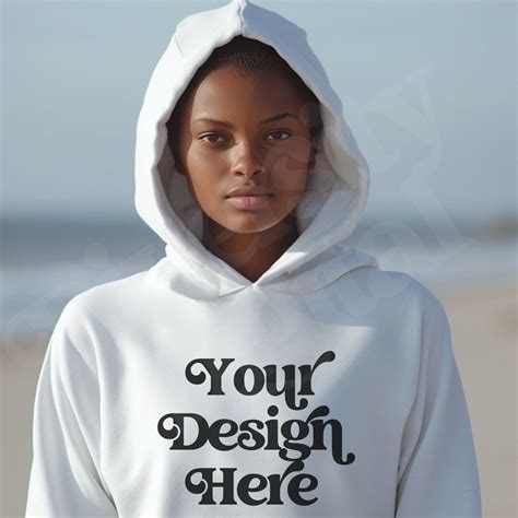 Gildan 18500 Mockup Black Girl Model Mockup18500 White Mockup White Hoodie Mockup African