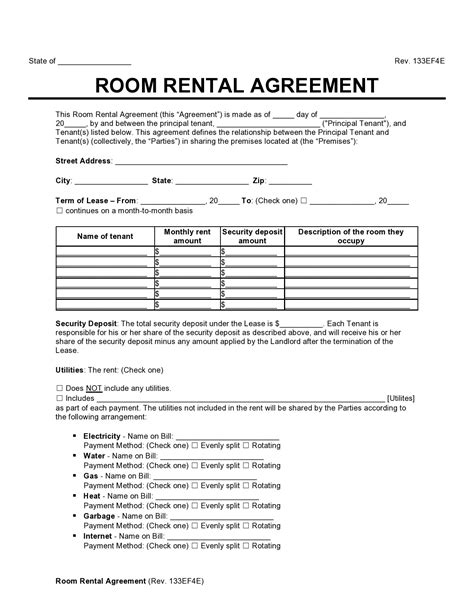 41 Free Room Rental Agreements Forms Doc PDF