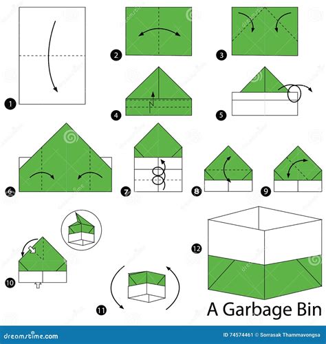 Instructions étape par étape Comment Faire à Origami Une Poubelle De