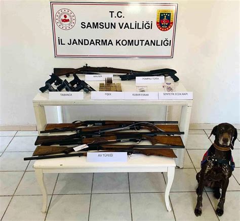 Samsun da Jandarma Operasyonu Silah Mühimmat ve Uyuşturucu Ele