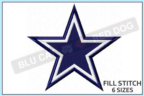 Dallas Cowboys Embroidery Design ⋆ In 6 Sizes ⋆ Blu Cat Red Dog