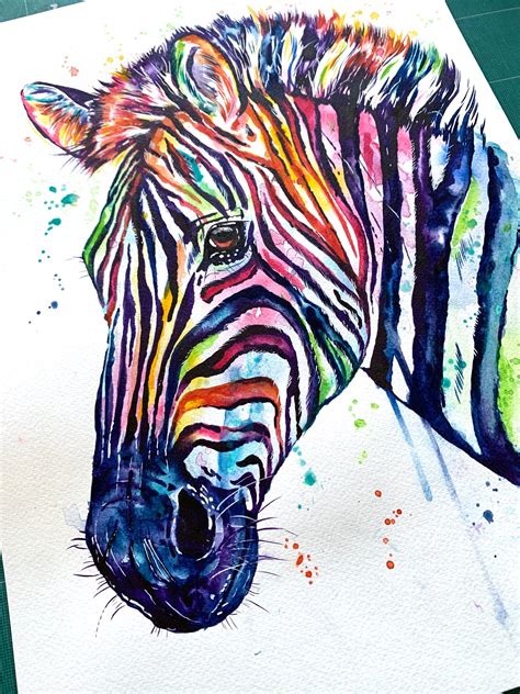 12x16 Original Zebra Watercolor Painting Whitehouse Art