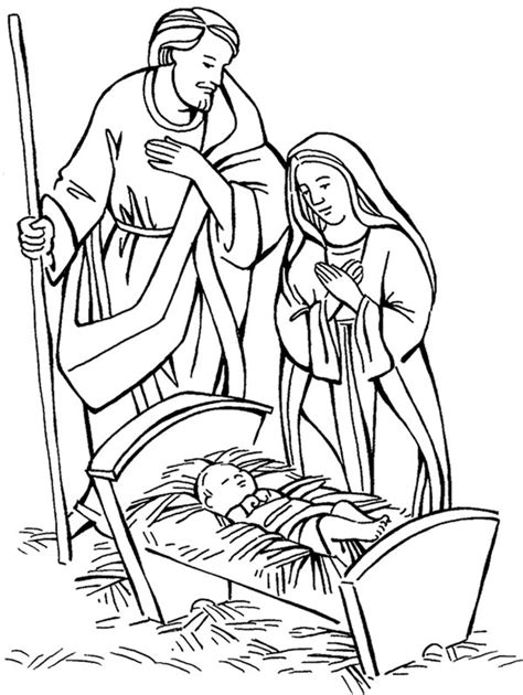 Nativity Jesus Born Scene Coloring Page : Color Luna