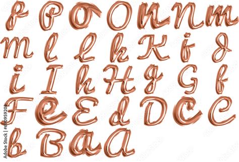 Rose Gold Foil Balloon Script Alphabet Elegance In Every Curve Stock