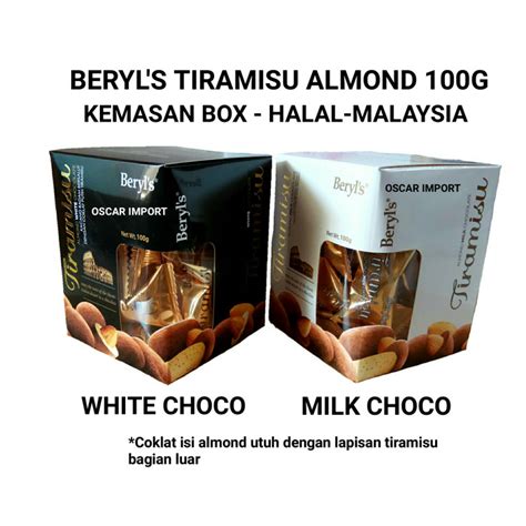 Jual BERYL S 100G BOX TIRAMISU ALMOND CHOCOLATE COKLAT MALAYSIA Kota