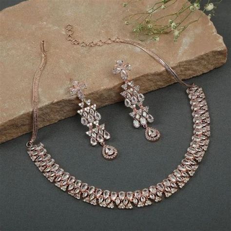 Rose Gold Plated Ad Studded Jewellery Set At Rs Mumbai Id