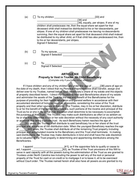 North Carolina Last Will And Testament For Other Persons Us Legal Forms