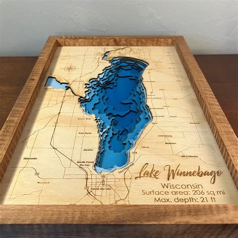 Personalized 3d Custom Lake Map Lake Wood Art Custom Laser Engraved