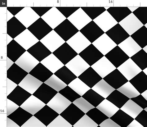 Diagonal Checkerboard Large Black Fabric Spoonflower