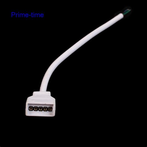 10pcs 5pin Female Connector With 15cm Cable Wire White Led Connectors