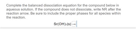 Solved Complete the balanced dissociation equation for the | Chegg.com