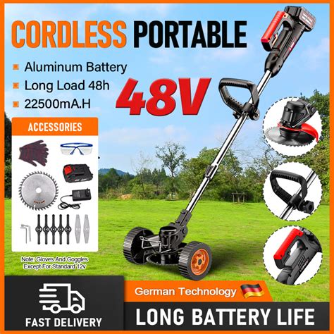 48v Rechargeable Grass Cutter Cordless Lawn Mower Portable Trimmer Garden Tool Brush Grass