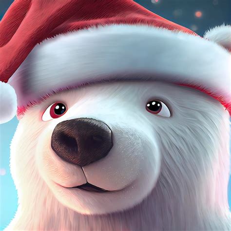 Premium Photo Cute Polar Bear With Santa Hat