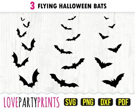 Halloween Bats Svg Png Pdf Flying Bats Svg Spooky Bats Svg Etsy