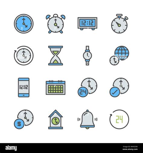 Time And Clock Icon Set Vector Illustration Stock Vector Image Art