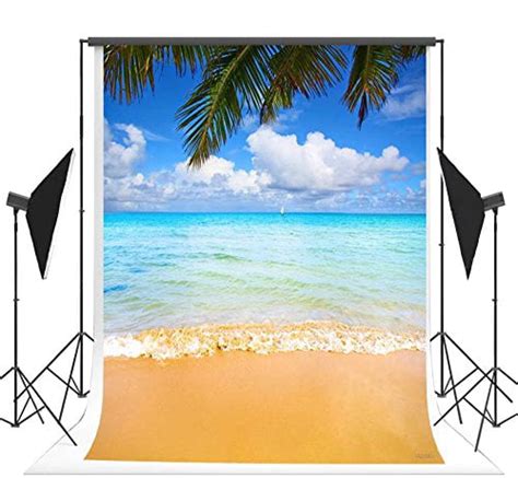 ABPHOTO Polyester 5x7ft Beach Sea Photography Backdrops Blue Sky And