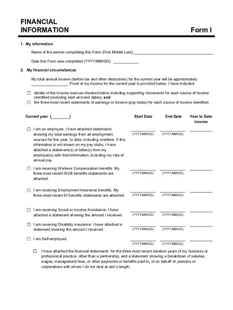 Fillable Online Form I Financial Information Court Application Forms