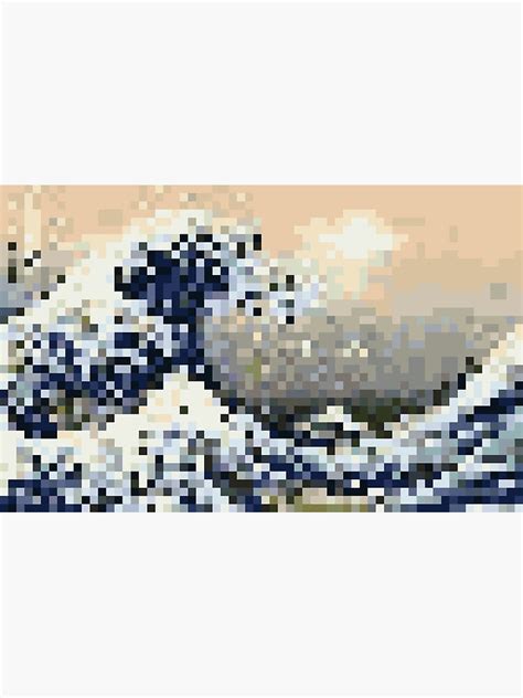 Hokusai The Great Wave Off Kanagawa Pixel Art Framed Art Print By