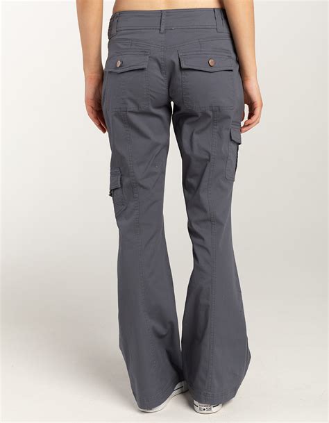 RSQ Womens Low Rise Poplin Cargo Flare Pants FADED NAVY Tillys