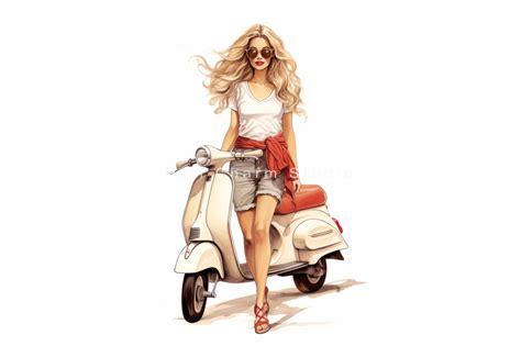 Vespa Girl Clipart Bundle High Quality Jpgs Women On Scooter Clipart