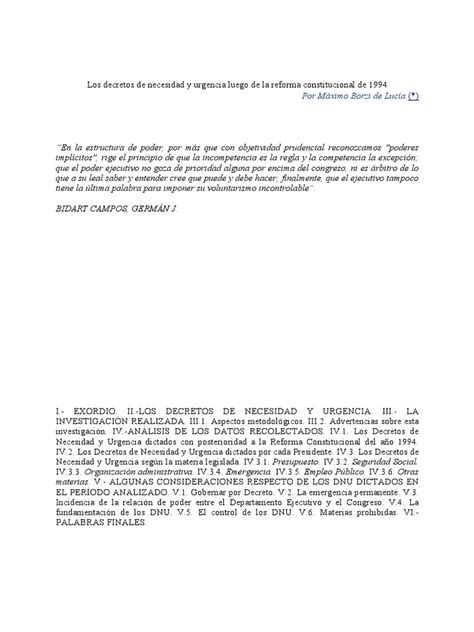 Los Decretos De Necesidad Y Urgencia Luego De La Reforma Constitucional